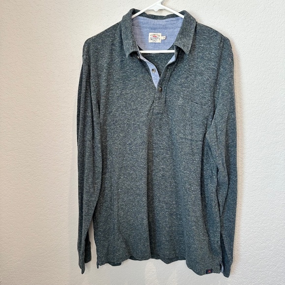 Faherty Other - Men’s Faherty Blue Grey Long Sleeve Polo Shirt - Size Large - EUC